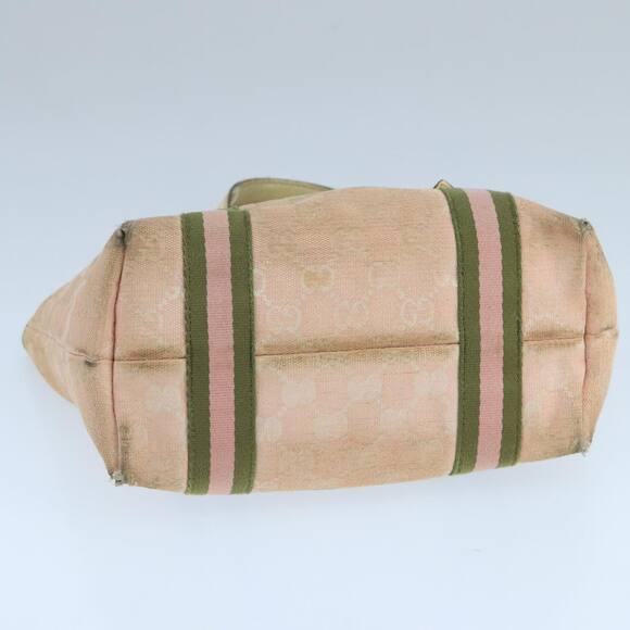 GUCCI GG Canvas Hand Bag Pink Cream Gold - Picture 9 of 12